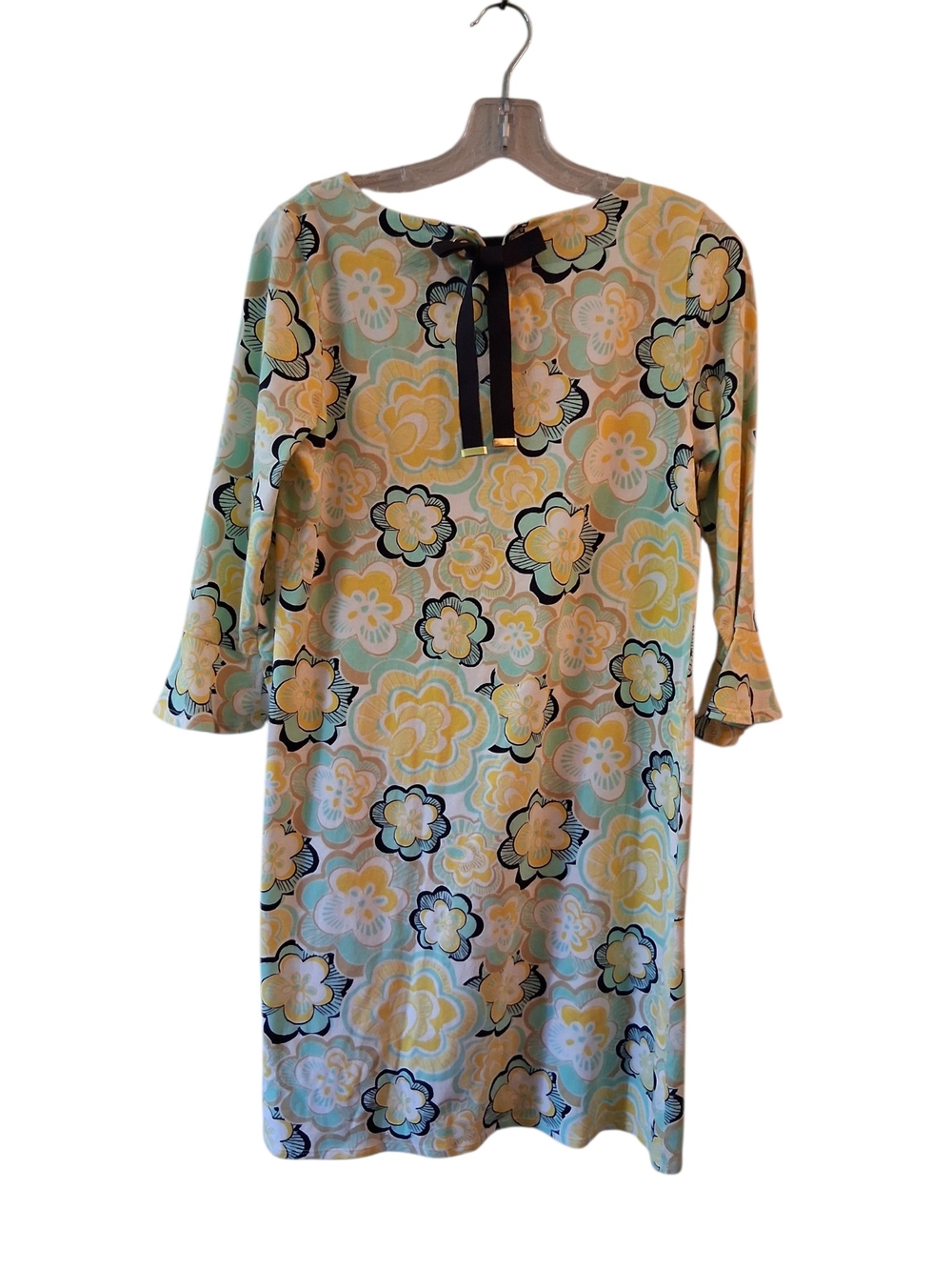 crown & ivy Vintage Inspired Retro Yellow & Black Floral Dress - Picture 4 of 7